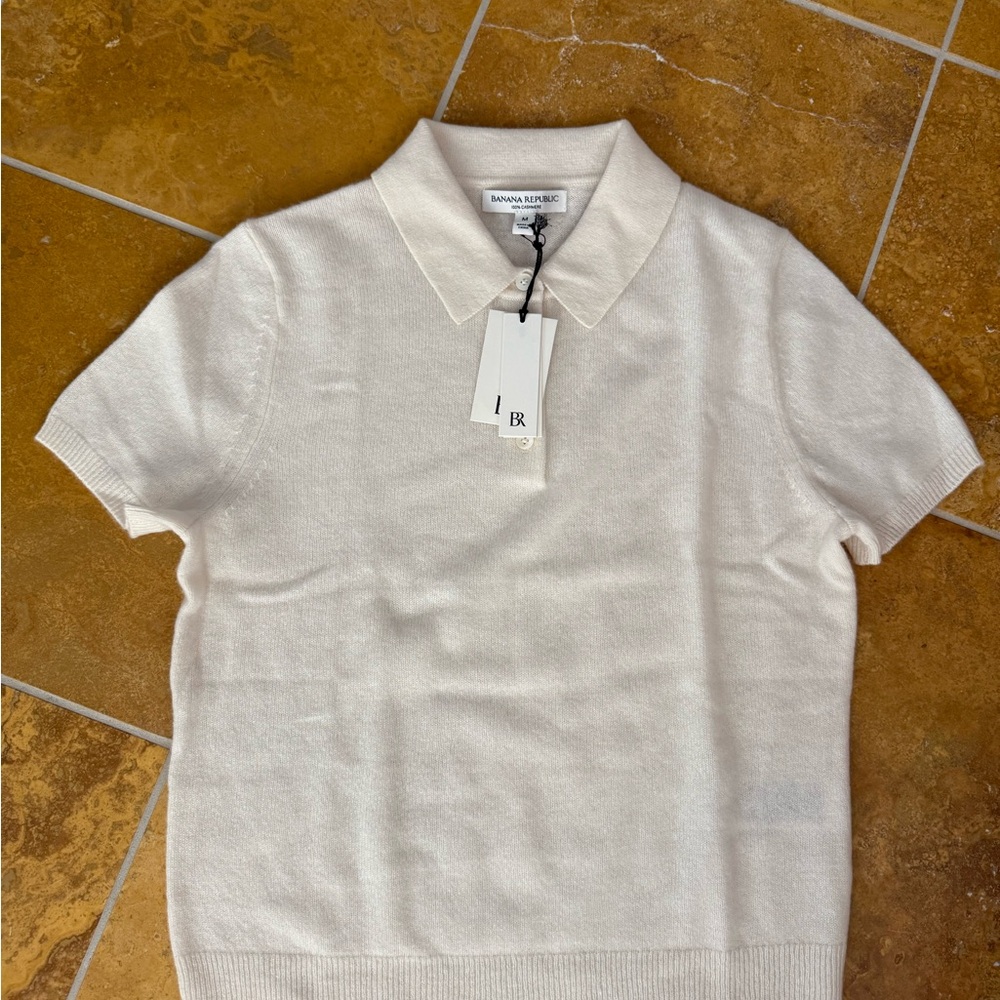 Banana Republic Cream Polo Knit Top / size M